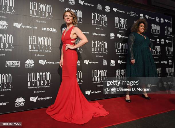 Natalie Bassingthwaighte and Casey Donnovan arrive at the 18th Annual Helpmann Awards at the Capitol Theatre on July 16, 2018 in Sydney, Australia....