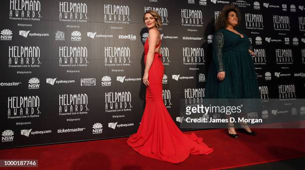 Natalie Bassingthwaighte and Casey Donnovan arrive at the 18th Annual Helpmann Awards at the Capitol Theatre on July 16, 2018 in Sydney, Australia....