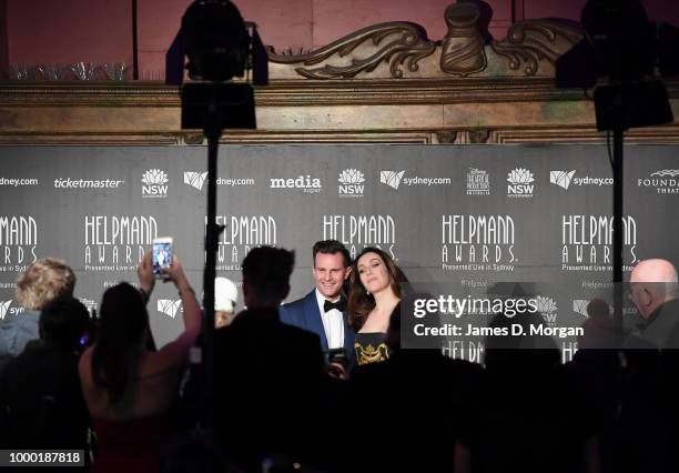 David Campbell and his wife Lisa Hewitt arrive at the 18th Annual Helpmann Awards at the Capitol Theatre on July 16, 2018 in Sydney, Australia. The...