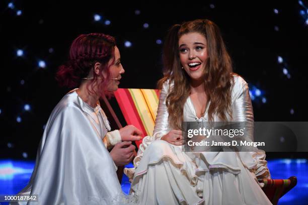 Maggie McKenna plays Muriel and Madeleine Jones plays Rhonda from Muriels Wedding the Musical performing at the 18th Annual Helpmann Awards at the...