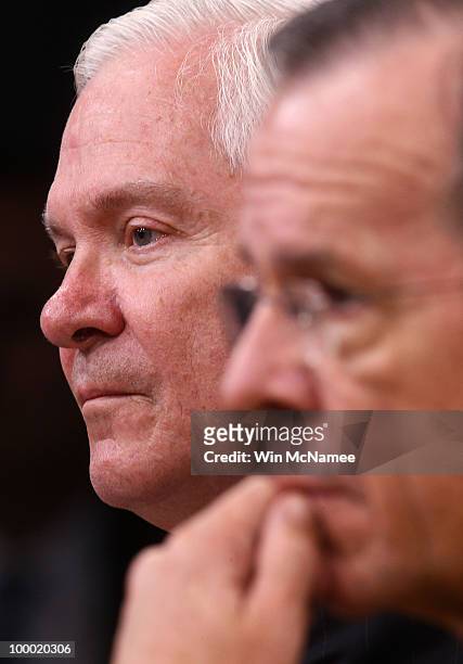 Secretary of Defense Robert Gates and Chairman of the Joint Chiefs of Staff Adm. Mike Mullen brief reporters at the Pentagon May 20, 2010 in...
