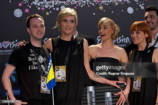 Vukasin Brajic of Bosnia & Herzegovina pattends a press conference at the Telenor Arena on May 20, 2010 in Oslo, Norway. 39 countries will take part...