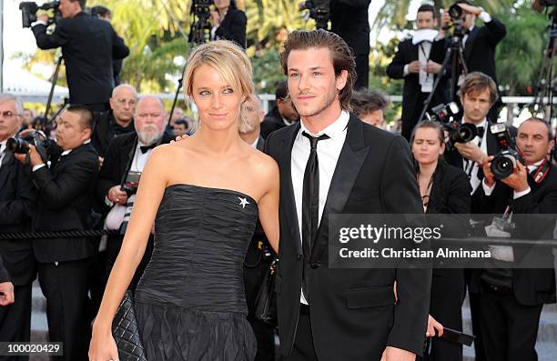 Girlfriend Jordane Crantelle and Gaspard Ulliel attends the 'Fair Game' Premiere held at the Palais des Festivals during the 63rd Annual...