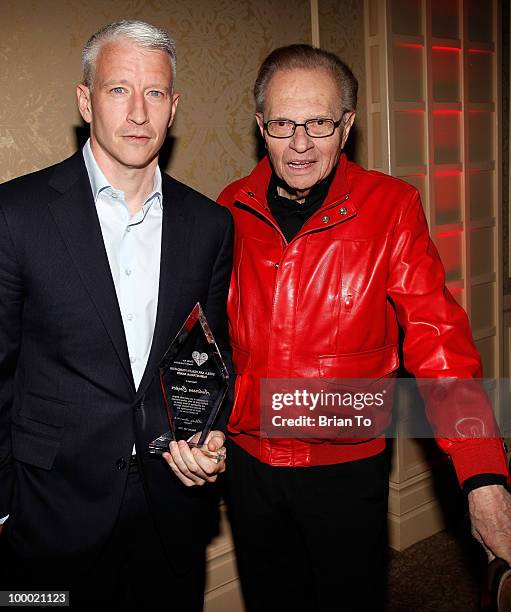 Anderson Cooper and Larry King attend charity fundraiser for Sheila Kar Health Foundation at The Beverly Hilton hotel on February 14, 2010 in Beverly...