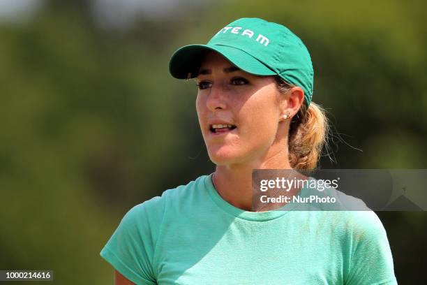 Jaye Marie Green of Boca Raton, Florida walks off the 18th green after making her putt during the final round of the Marathon LPGA Classic golf...