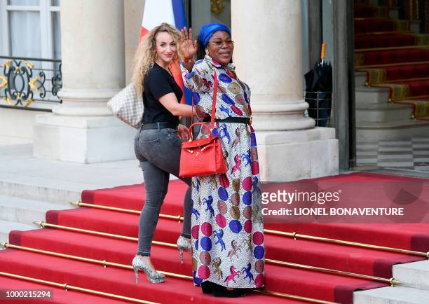 France's midfielder Paul Pogba's mother Yeo arrives for a reception at the Elysee Presidential Palace on July 16, 2018 in Paris after French players...