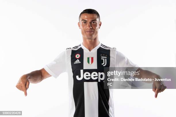 Juventus new signing Cristiano Ronaldo poses for a portrait shoot on July 16, 2018 in Turin, Italy.