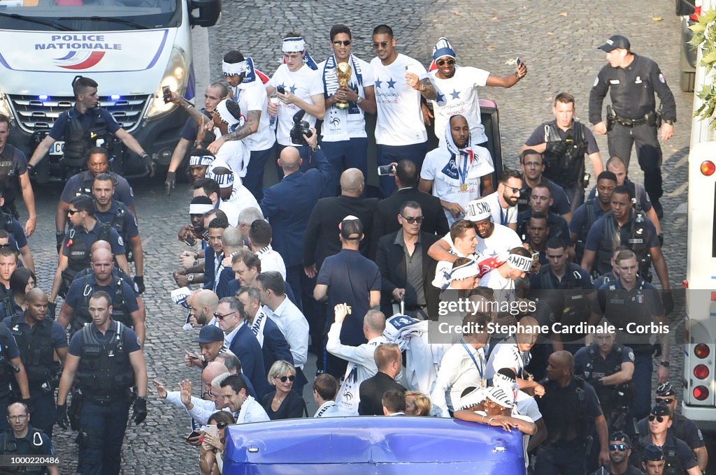 France's World Cup Winning Team Parade Down The Champs Elysees