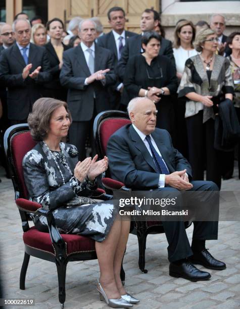 Queen Sofia of Spain and Greek President Karlos Papoulias attend opening ceremony at the 'Contemporary Spanish Architecture' exibition on Thursday,...