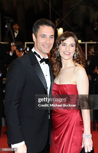 Actor Raul Bova and Stefania Montorsi attends the "Our Life" Premiere at the Palais des Festivals during the 63rd Annual Cannes Film Festival on May...