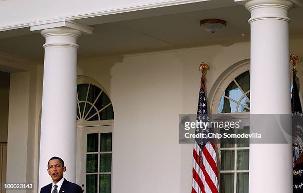 President Barack Obama delivers remarks on financial reform legislation in the Rose Garden at the White House May 20, 2010 in Washington, DC. The...