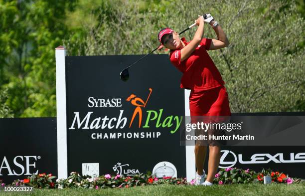 Natalie Gulbis hits her tee shot on the 14th hole during the first round of the Sybase Match Play Championship at Hamilton Farm Golf Club on May 20,...