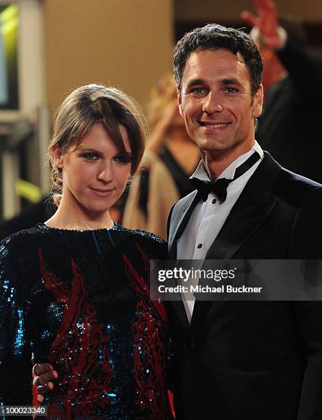 Actress Isabella Ragonese and Raoul Bova attend the "Our Life" Premiere at the Palais des Festivals during the 63rd Annual Cannes Film Festival on...