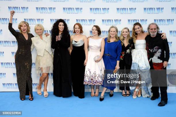 Christine Baranski, producer Judy Craymer, Cher, Jessica Keenan Wynn, Alexa Davies, Meryl Streep, Amanda Seyfried, Lily James and executive producer,...