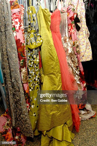 General view of Prom dresses at the Jersey Girls Make New York Prom Dreams Come True event at Cameo Cleaners on May 20, 2010 in New York City.