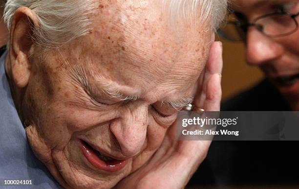 Sen. Robert Byrd listens to an aide during a hearing before the Labor, Health and Human Services, Education, and Related Agencies Subcommittee of the...