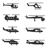 helicopters icons set