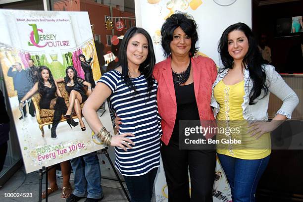 Kimberly Gambale, Diane Scali and Christina Scali attend the Jersey Girls Make New York Prom Dreamss Come True event at Cameo Cleaners on May 20,...