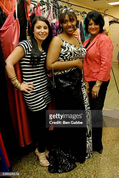 Kimberly Gambale, Jennifer Foster and Diane Scali attends the Jersey Girls Make New York Prom Dreamss Come True event at Cameo Cleaners on May 20,...