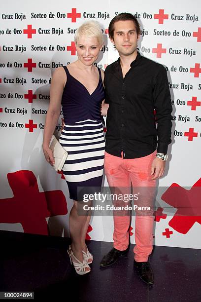 Soraya Arnelas and boyfriend attend Red Cross charity concert photocall at Joy Slava disco on May 20, 2010 in Madrid, Spain.