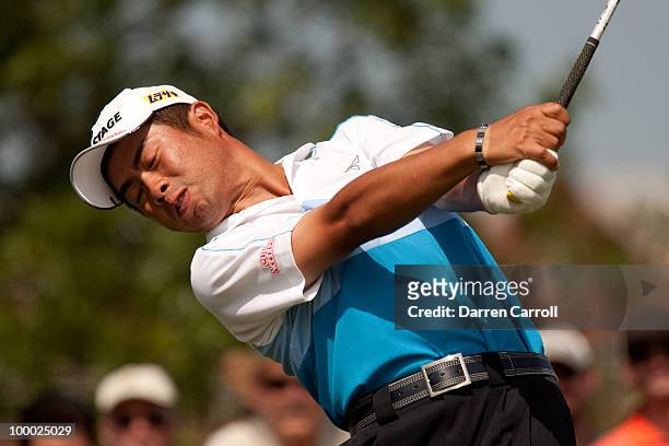 Yuta Ikeda of Japan plays a tee shot during the first round of the HP Byron Nelson Championship at TPC Four Seasons Resort Las Colinas on May 20,...