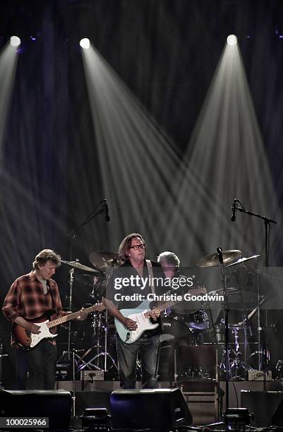 Steve Winwood and Eric Clapton perform on stage at Wembley Arena on May 20, 2010 in London, England.