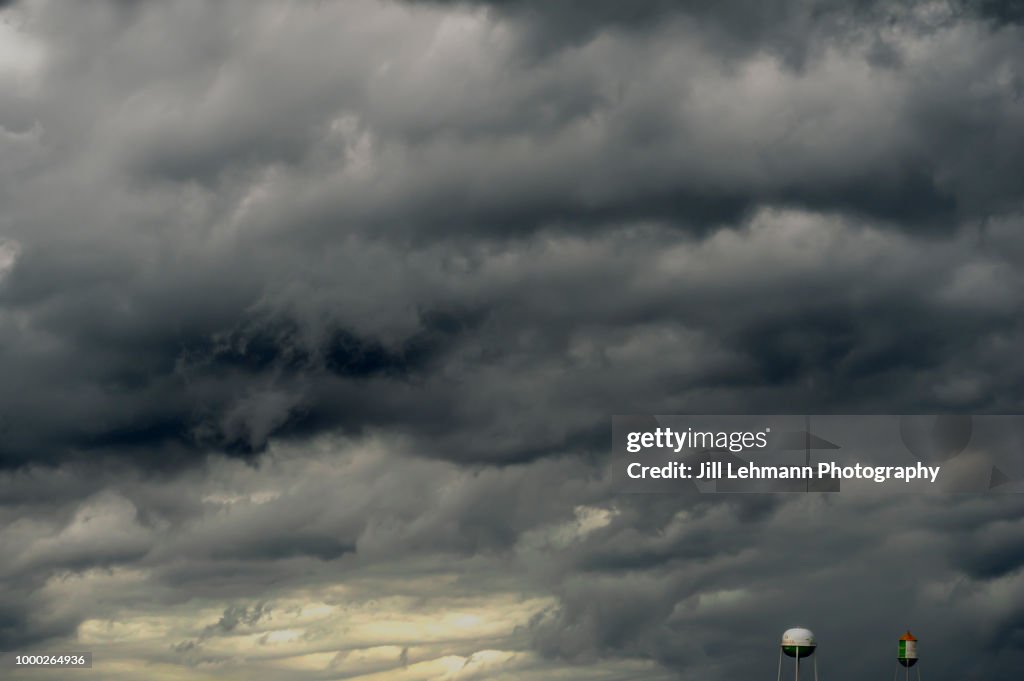 Summer Storm Clouds Approach Iowa During a Tornado Warning