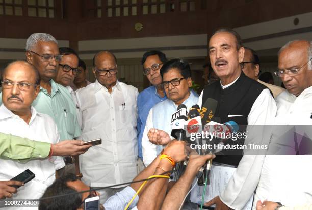 Left party leader D Raja, BSP Leader Satish Chandra Mishra, NCP Leader Sharad Pawar, Samajwadi party leader Prof Ram Gopal Yadav, Congress party...