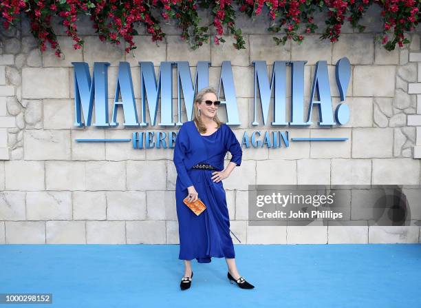 Meryl Streep attends the UK Premiere of "Mamma Mia! Here We Go Again" at Eventim Apollo on July 16, 2018 in London, England.