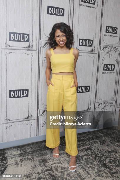 Actress Liza Koshy visits BUILD to discuss "Liza On Demand" at Build Studio on July 16, 2018 in New York City.