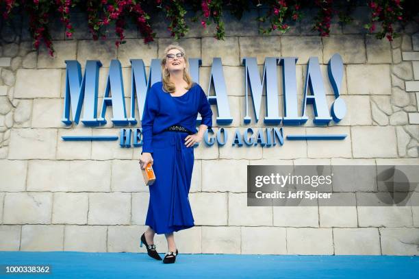 Meryl Streep attends the UK Premiere of "Mamma Mia! Here We Go Again" at Eventim Apollo on July 16, 2018 in London, England.