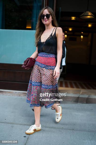 Dakota Johnson is seen in Tribeca on July 16, 2018 in New York City.