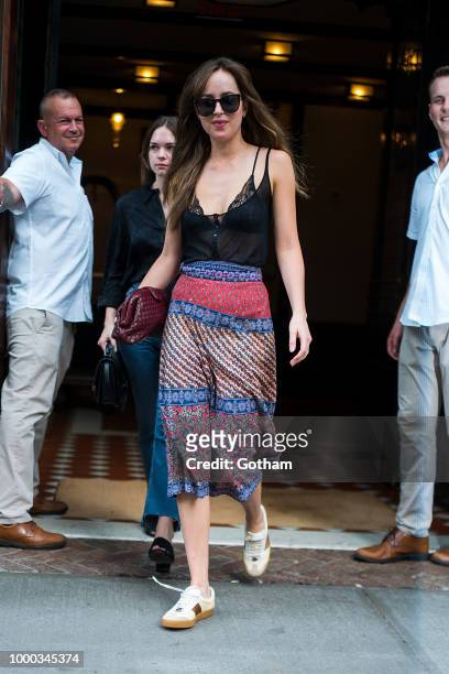 Dakota Johnson is seen in Tribeca on July 16, 2018 in New York City.