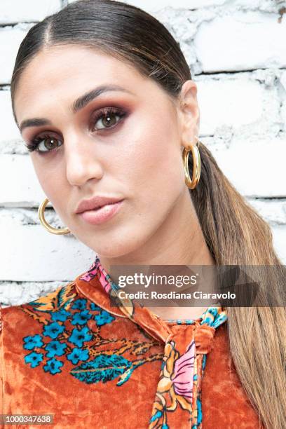 Cecilia Rodriguez is seen backstage ahead of the Aniye By Fashion Show SS19 on July 16, 2018 in Milan, Italy.