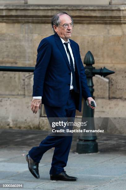 Noel Le Graet, President of Football French Federation leaves the reception of the World Cup Champions on July 16, 2018 in Paris, France.