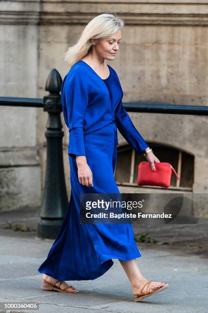 Nathalie Boy de la Tour, President of the French League leaves the reception of the World Cup Champions on July 16, 2018 in Paris, France.
