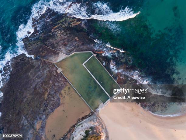 narrabeen ocean pool - narrabeen stock pictures, royalty-free photos & images