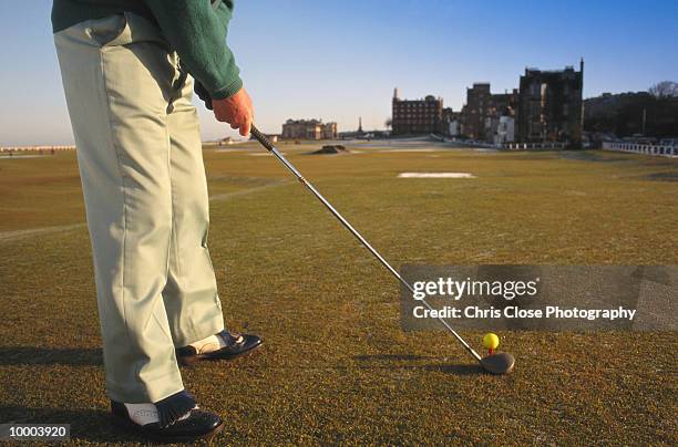 golfer at saint andrews in scotland in detail - scotland golf stock pictures, royalty-free photos & images