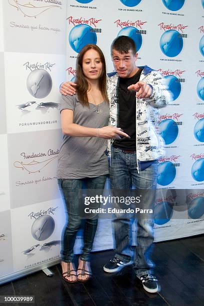 Michelle Jenner and Juan Jose Ballesta attend Rock in Rio social actions photocall at Globally comunicacion office on May 20, 2010 in Madrid, Spain.