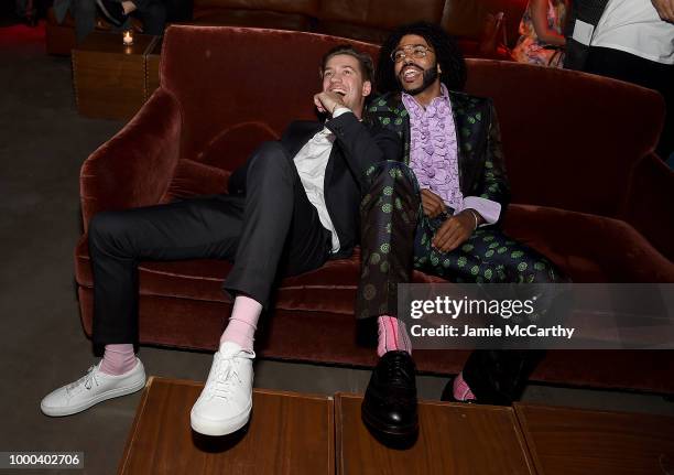 Rafael Casal and Daveed Diggs attend the afterparty for the screening of "Blindspotting" hosted by Lionsgate at Public Arts on July 16, 2018 in New...