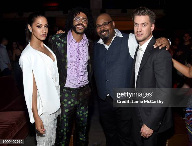 Janina Gavankar, Daveed Diggs, James Monroe Iglehart, and Rafael Casal and attend the afterparty for the screening of "Blindspotting" hosted by...