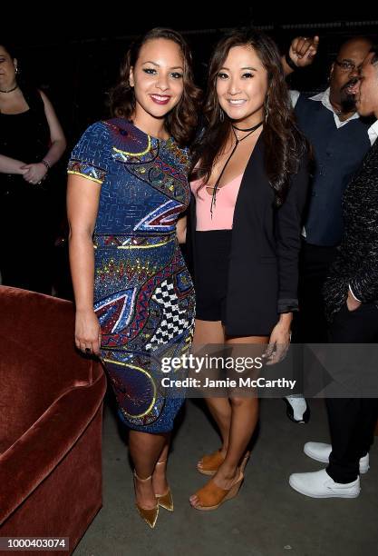 Jasmine Cephas Jones and Ashley Park attend the afterparty for the screening of "Blindspotting" hosted by Lionsgate at Public Arts on July 16, 2018...