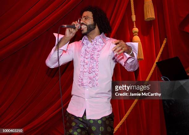Daveed Diggs performs at the afterparty for the screening of "Blindspotting" hosted by Lionsgate at Public Arts on July 16, 2018 in New York City.