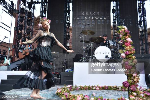 American singer-songwriter Grace VanderWaal performs at Red Rocks Amphitheatre on July 16, 2018 in Morrison, Colorado.