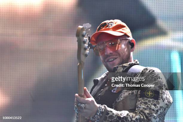 Ben McKee of Imagine Dragons performs during their Evolve World Tour stop at Red Rocks Amphitheatre on July 16, 2018 in Morrison, Colorado.