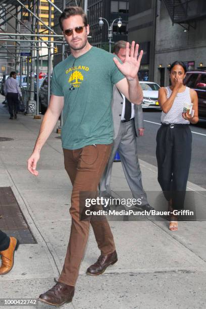 Armie Hammer is seen on July 16, 2018 in New York City.