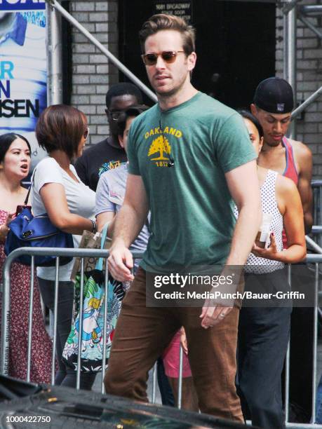 Armie Hammer is seen on July 16, 2018 in New York City.