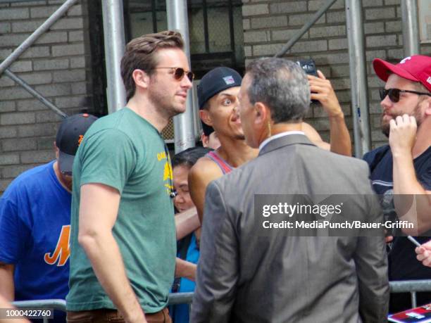 Armie Hammer is seen on July 16, 2018 in New York City.