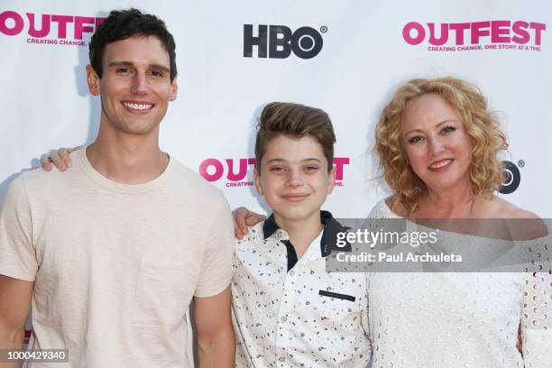 Actors Cory Michael Smith, Aidan Langford and Virginia Madsen attend the Premiere of "1985" at the 2018 Outfest Los Angeles LGBT Film Festival at the...