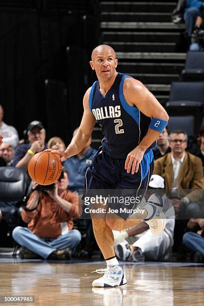 Jason Kidd of the Dallas Mavericks drives the ball up court during the game against the Memphis Grizzlies at the FedExForum on March 31, 2010 in...